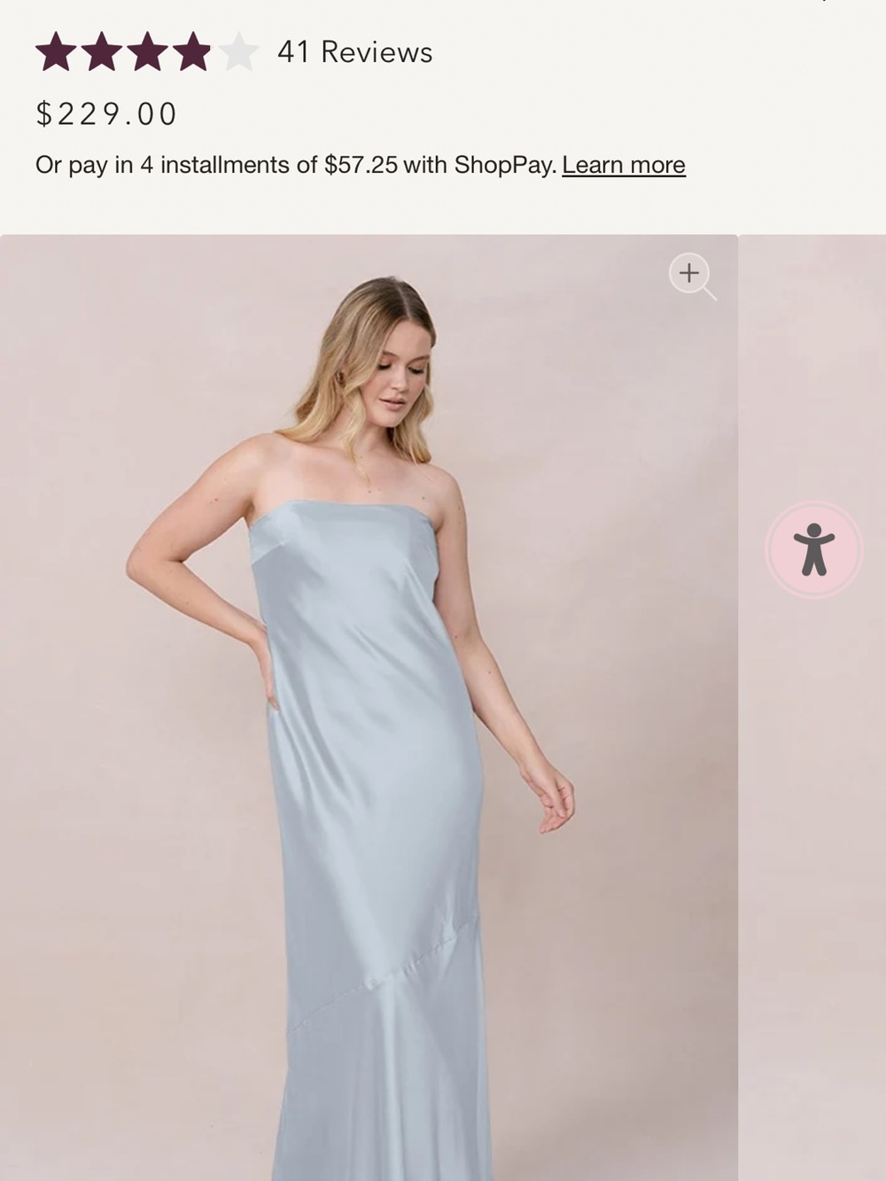 Revelry Strapless Satin Slip Dress in Light Blue
